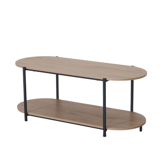 Τραπεζάκι Σαλονιού ArteLibre ARDENMOOR Δρυς/Μαύρο Μοριοσανίδα/Μέταλλο 115x50x45cm