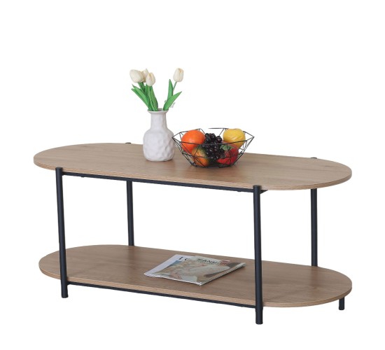 Τραπεζάκι Σαλονιού ArteLibre ARDENMOOR Δρυς/Μαύρο Μοριοσανίδα/Μέταλλο 115x50x45cm