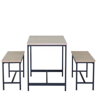 Σετ Τραπεζαρία (2 1) ArteLibre CARRISTON Δρυς/Μαύρο Μοριοσανίδα/Μέταλλο 110x60x75cm