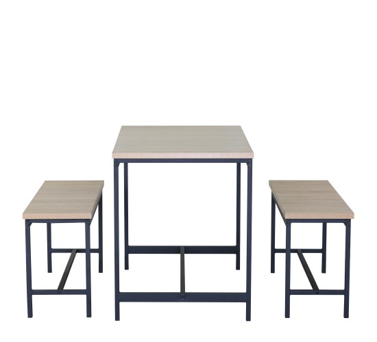 Σετ Τραπεζαρία (2 1) ArteLibre CARRISTON Δρυς/Μαύρο Μοριοσανίδα/Μέταλλο 110x60x75cm