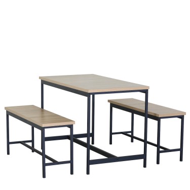 Σετ Τραπεζαρία (2 1) ArteLibre CARRISTON Δρυς/Μαύρο Μοριοσανίδα/Μέταλλο 110x60x75cm