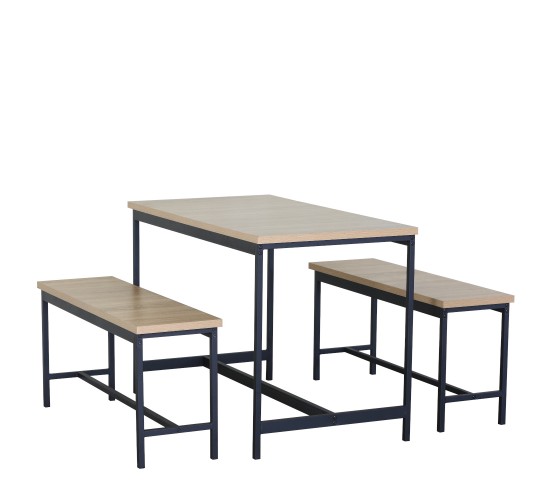 Σετ Τραπεζαρία (2 1) ArteLibre CARRISTON Δρυς/Μαύρο Μοριοσανίδα/Μέταλλο 110x60x75cm