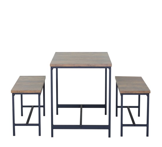 Σετ Τραπεζαρία (2 1) ArteLibre DRAYCOTT Καφέ/Μαύρο Μοριοσανίδα/Μέταλλο 110x60x75cm