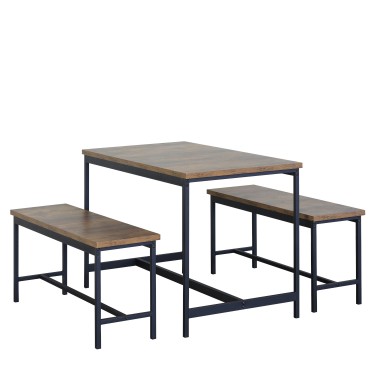 Σετ Τραπεζαρία (2 1) ArteLibre DRAYCOTT Καφέ/Μαύρο Μοριοσανίδα/Μέταλλο 110x60x75cm