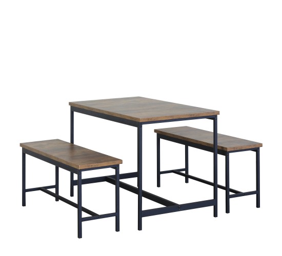 Σετ Τραπεζαρία (2 1) ArteLibre DRAYCOTT Καφέ/Μαύρο Μοριοσανίδα/Μέταλλο 110x60x75cm