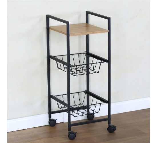 Ραφιέρα Κουζίνας ArteLibre ELMSTEAD Δρυς/Μαύρο Μοριοσανίδα/Μέταλλο 29x30x70cm