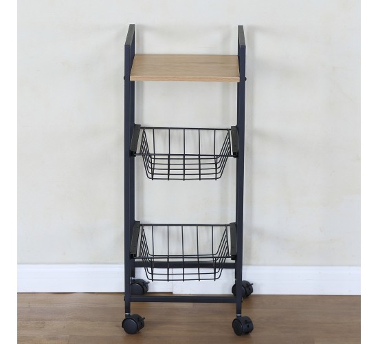 Ραφιέρα Κουζίνας ArteLibre ELMSTEAD Δρυς/Μαύρο Μοριοσανίδα/Μέταλλο 29x30x70cm