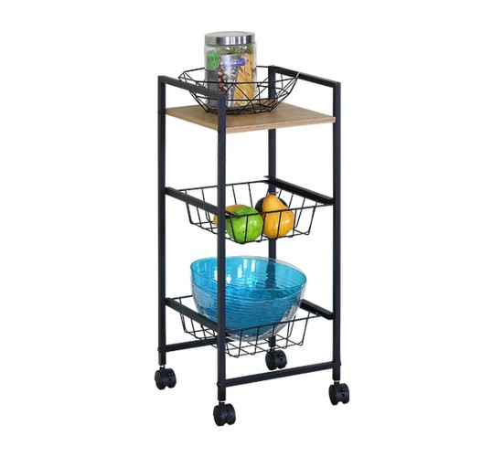 Ραφιέρα Κουζίνας ArteLibre ELMSTEAD Δρυς/Μαύρο Μοριοσανίδα/Μέταλλο 29x30x70cm