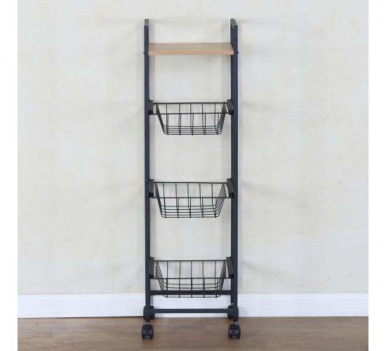 Ραφιέρα Κουζίνας ArteLibre ELMSTEAD Δρυς/Μαύρο Μοριοσανίδα/Μέταλλο 29x30x95cm