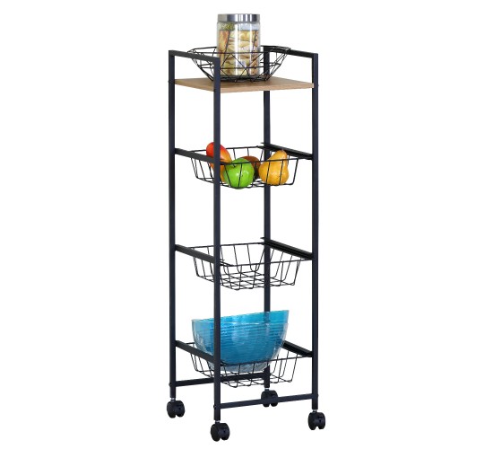 Ραφιέρα Κουζίνας ArteLibre ELMSTEAD Δρυς/Μαύρο Μοριοσανίδα/Μέταλλο 29x30x95cm