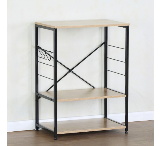 Ραφιέρα Κουζίνας ArteLibre FAIRWYN Δρυς/Μαύρο Μοριοσανίδα/Μέταλλο 60x40x82cm