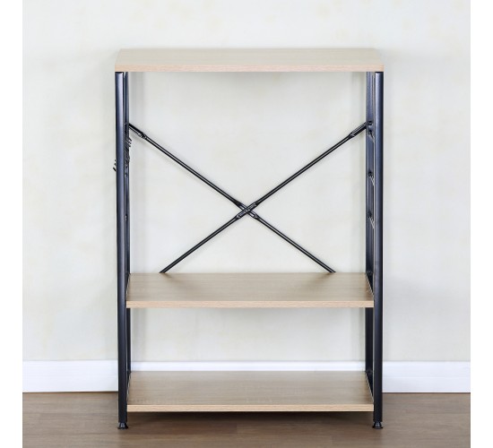 Ραφιέρα Κουζίνας ArteLibre FAIRWYN Δρυς/Μαύρο Μοριοσανίδα/Μέταλλο 60x40x82cm