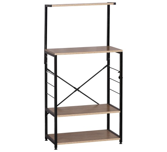 Ραφιέρα Κουζίνας ArteLibre GRANTHAM Δρυς/Μαύρο Μοριοσανίδα/Μέταλλο 60x40x123cm