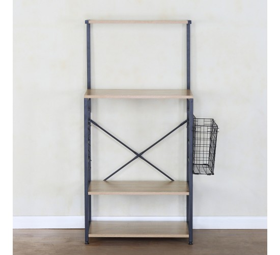 Ραφιέρα Κουζίνας ArteLibre GRANTHAM Δρυς/Μαύρο Μοριοσανίδα/Μέταλλο 60x40x123cm