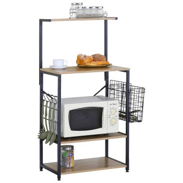 Ραφιέρα Κουζίνας ArteLibre GRANTHAM Δρυς/Μαύρο Μοριοσανίδα/Μέταλλο 60x40x123cm