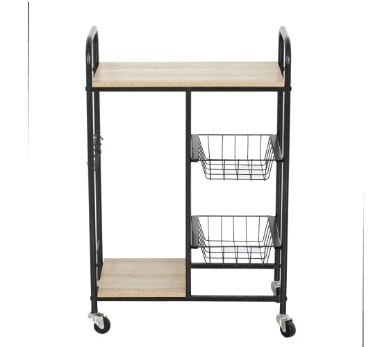 Ραφιέρα Κουζίνας ArteLibre HARTWELL Δρυς/Μαύρο Μοριοσανίδα/Μέταλλο 57x30x85cm