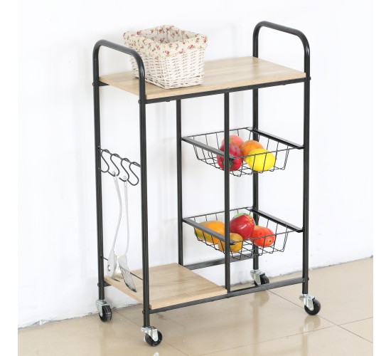 Ραφιέρα Κουζίνας ArteLibre HARTWELL Δρυς/Μαύρο Μοριοσανίδα/Μέταλλο 57x30x85cm