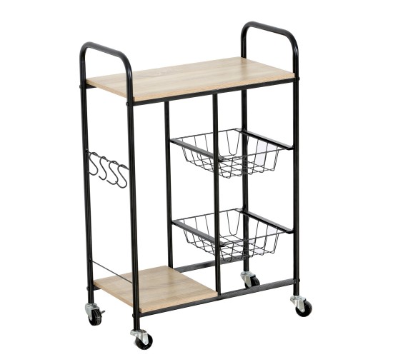 Ραφιέρα Κουζίνας ArteLibre HARTWELL Δρυς/Μαύρο Μοριοσανίδα/Μέταλλο 57x30x85cm