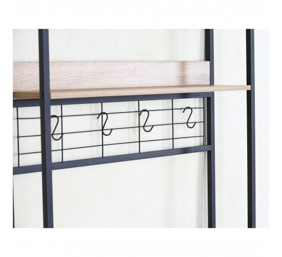 Ραφιέρα Κουζίνας ArteLibre INVERMERE Δρυς/Μαύρο Μοριοσανίδα/Μέταλλο 80x40x170cm