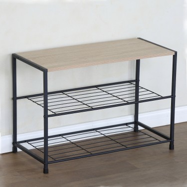 Παπουτσοθήκη ArteLibre JESMOND Δρυς/Μαύρο Μοριοσανίδα/Μέταλλο 63x30x43cm