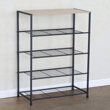 Παπουτσοθήκη ArteLibre KINGSWELL Δρυς/Μαύρο Μοριοσανίδα/Μέταλλο 63x30x83cm