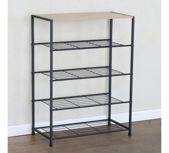 Παπουτσοθήκη ArteLibre KINGSWELL Δρυς/Μαύρο Μοριοσανίδα/Μέταλλο 63x30x83cm