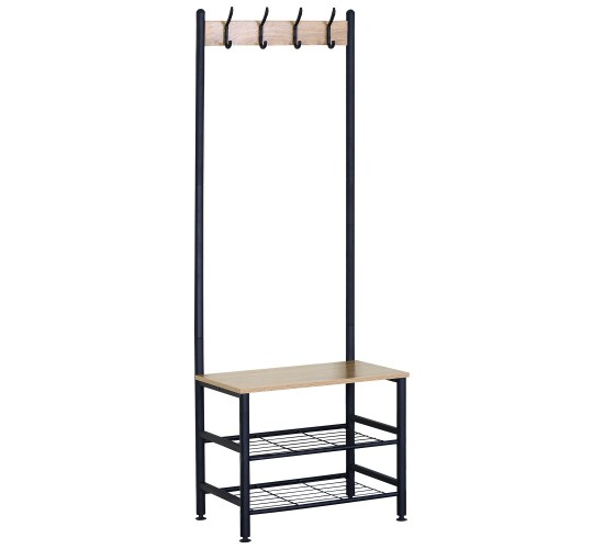 Έπιπλο Εισόδου ArteLibre LANGWOOD Δρυς/Μαύρο Μοριοσανίδα/Μέταλλο 60x40x175cm