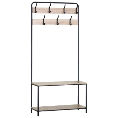 Έπιπλο Εισόδου ArteLibre NORFIELD Δρυς/Μαύρο Μοριοσανίδα/Μέταλλο 80x30x170cm