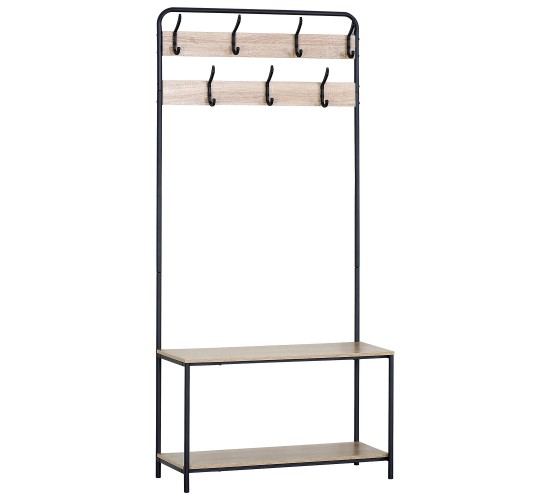 Έπιπλο Εισόδου ArteLibre NORFIELD Δρυς/Μαύρο Μοριοσανίδα/Μέταλλο 80x30x170cm