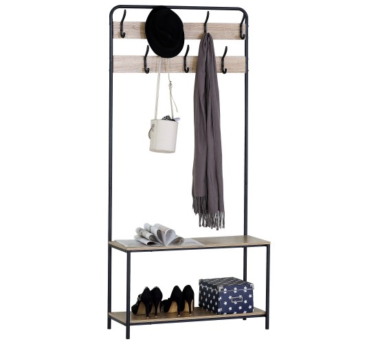 Έπιπλο Εισόδου ArteLibre NORFIELD Δρυς/Μαύρο Μοριοσανίδα/Μέταλλο 80x30x170cm