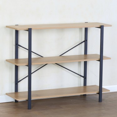 Βιβλιοθήκη ArteLibre RAVENSBY Φυσικό/Μαύρο Μοριοσανίδα/Μέταλλο 106x35x80cm