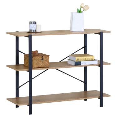 Βιβλιοθήκη ArteLibre RAVENSBY Φυσικό/Μαύρο Μοριοσανίδα/Μέταλλο 106x35x80cm