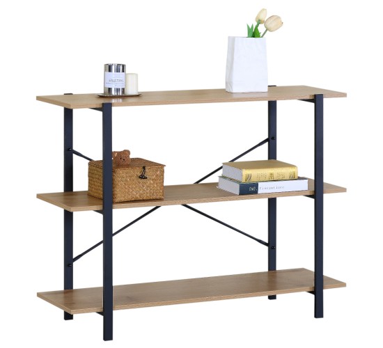 Βιβλιοθήκη ArteLibre RAVENSBY Φυσικό/Μαύρο Μοριοσανίδα/Μέταλλο 106x35x80cm