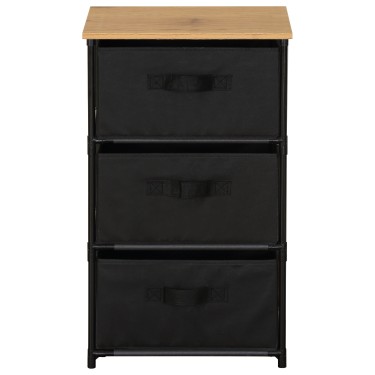 Συρταριέρα ArteLibre MIFUNE Με 3 Συρτάρια Μαύρο/Δρυς Μέταλλο/Non-Woven/Μοριοσανίδα 40x30x68cm