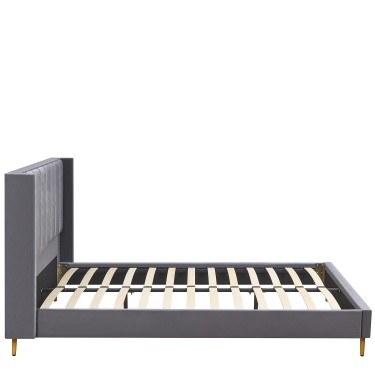 Κρεβάτι Υπέρδιπλο ArteLibre SEDONA Γκρι Ύφασμα Για Στρώμα 160x200cm