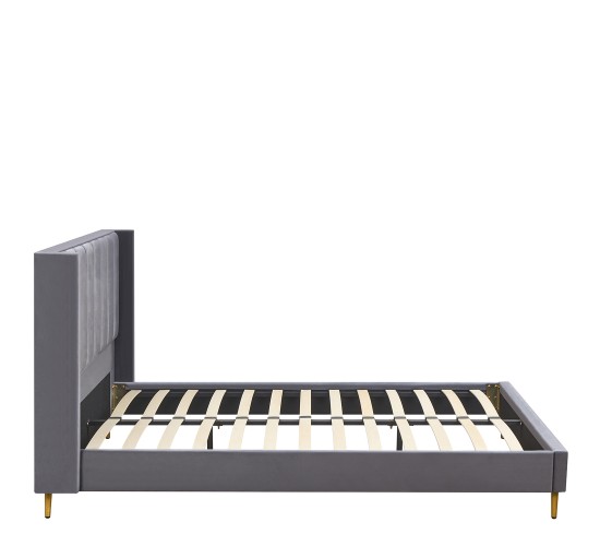 Κρεβάτι Υπέρδιπλο ArteLibre SEDONA Γκρι Ύφασμα Για Στρώμα 160x200cm