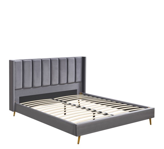 Κρεβάτι Υπέρδιπλο ArteLibre SEDONA Γκρι Ύφασμα Για Στρώμα 160x200cm