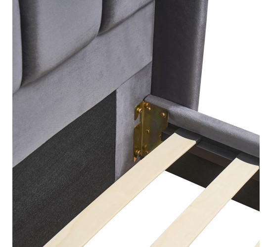 Κρεβάτι Υπέρδιπλο ArteLibre SEDONA Γκρι Ύφασμα Για Στρώμα 160x200cm