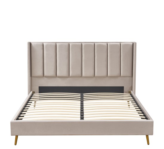 Κρεβάτι Υπέρδιπλο ArteLibre SEDONA Μπεζ Ύφασμα Για Στρώμα 160x200cm