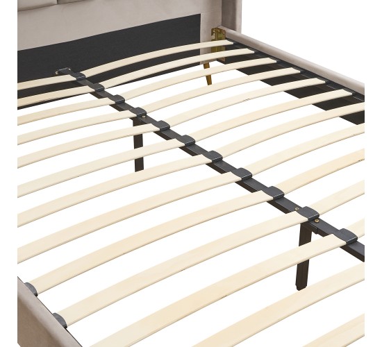 Κρεβάτι Υπέρδιπλο ArteLibre SEDONA Μπεζ Ύφασμα Για Στρώμα 160x200cm