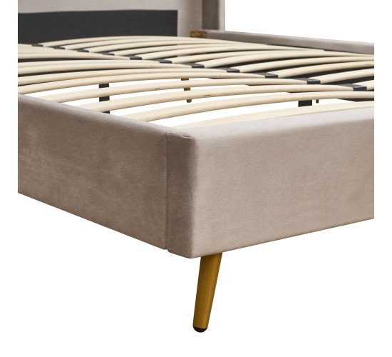 Κρεβάτι Υπέρδιπλο ArteLibre SEDONA Μπεζ Ύφασμα Για Στρώμα 160x200cm