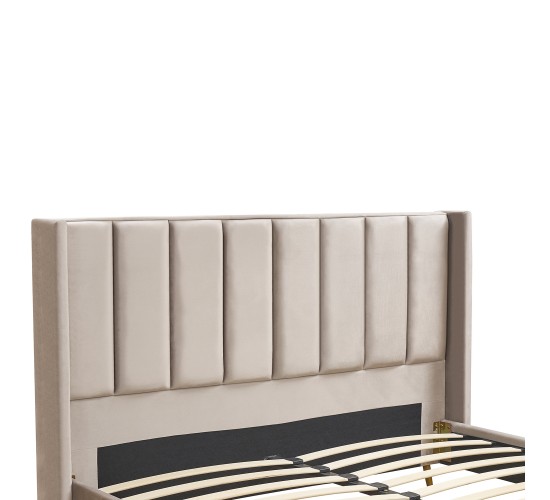 Κρεβάτι Υπέρδιπλο ArteLibre SEDONA Μπεζ Ύφασμα Για Στρώμα 160x200cm