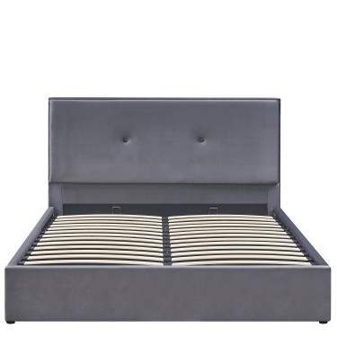 Κρεβάτι Υπέρδιπλο ArteLibre YUMA Γκρι Ύφασμα Για Στρώμα 160x200cm