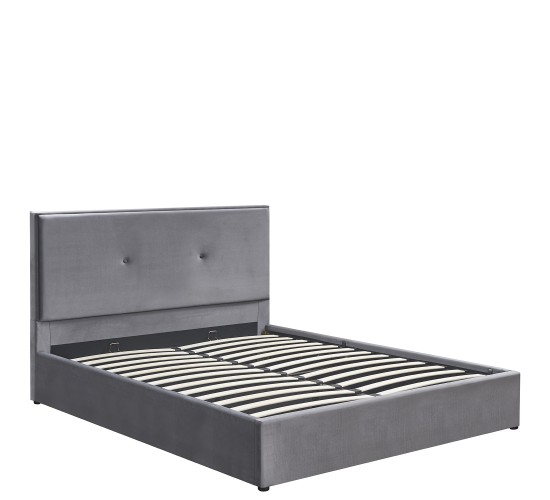 Κρεβάτι Υπέρδιπλο ArteLibre YUMA Γκρι Ύφασμα Για Στρώμα 160x200cm