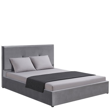 Κρεβάτι Υπέρδιπλο ArteLibre YUMA Γκρι Ύφασμα Για Στρώμα 160x200cm