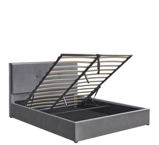 Κρεβάτι Υπέρδιπλο ArteLibre YUMA Γκρι Ύφασμα Για Στρώμα 160x200cm