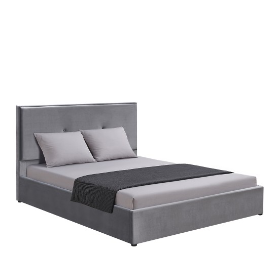 Κρεβάτι Υπέρδιπλο ArteLibre YUMA Γκρι Ύφασμα Για Στρώμα 160x200cm