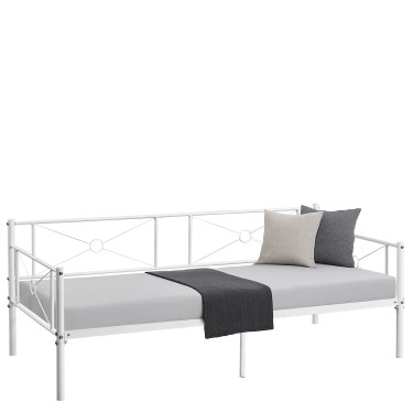 Καναπές Κρεβάτι ArteLibre CIMARRON Λευκό Μέταλλο Για Στρώμα 90x190cm