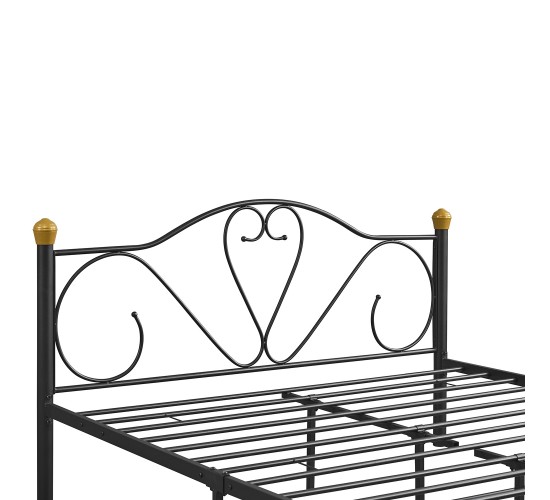 Κρεβάτι Υπέρδιπλο ArteLibre MOONRISE Μαύρο Μέταλλο Για Στρώμα 160x200cm
