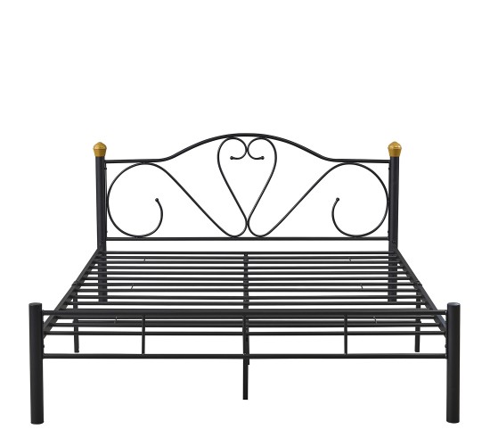 Κρεβάτι Υπέρδιπλο ArteLibre MOONRISE Μαύρο Μέταλλο Για Στρώμα 160x200cm